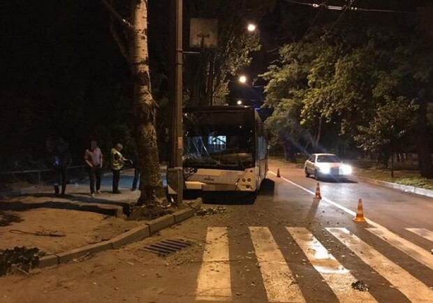 В Запорожье автобус влетел в электроопору/ фото: zp.npu.gov.ua
