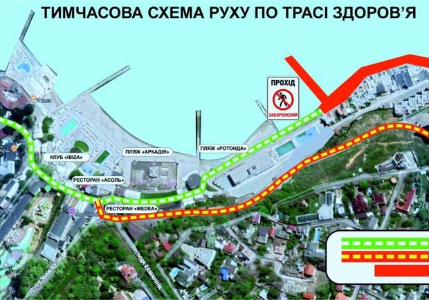 В Одесі з 3 вересня перекриють частину Траси здоров’я через берегоукріплювальні роботи