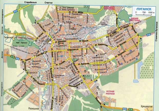 Карта Луганска на 2024 год, подробная: районы, названия улиц, номера домов