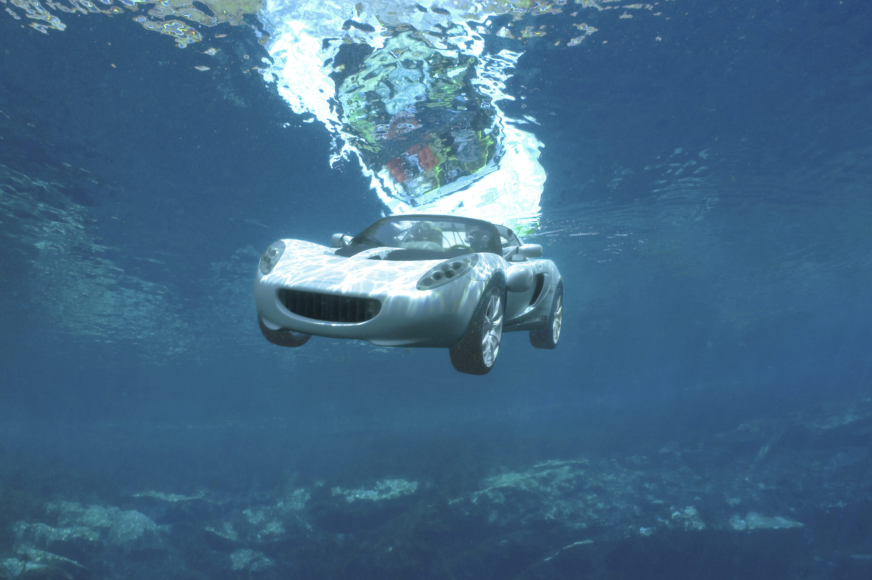 Машины падают в воду. Скуба машина амфибия. Rinspeed SQUBA 2008. Машина под водой. Машина в воде.