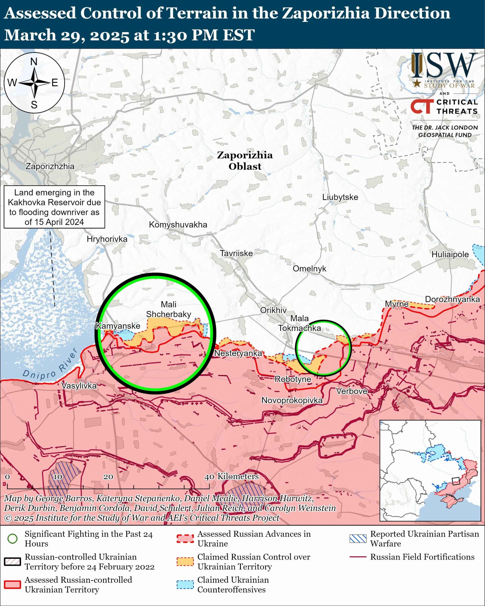 "Карта бойових дій на Запорізькому напрямку. || Фото: understandingwar.org"