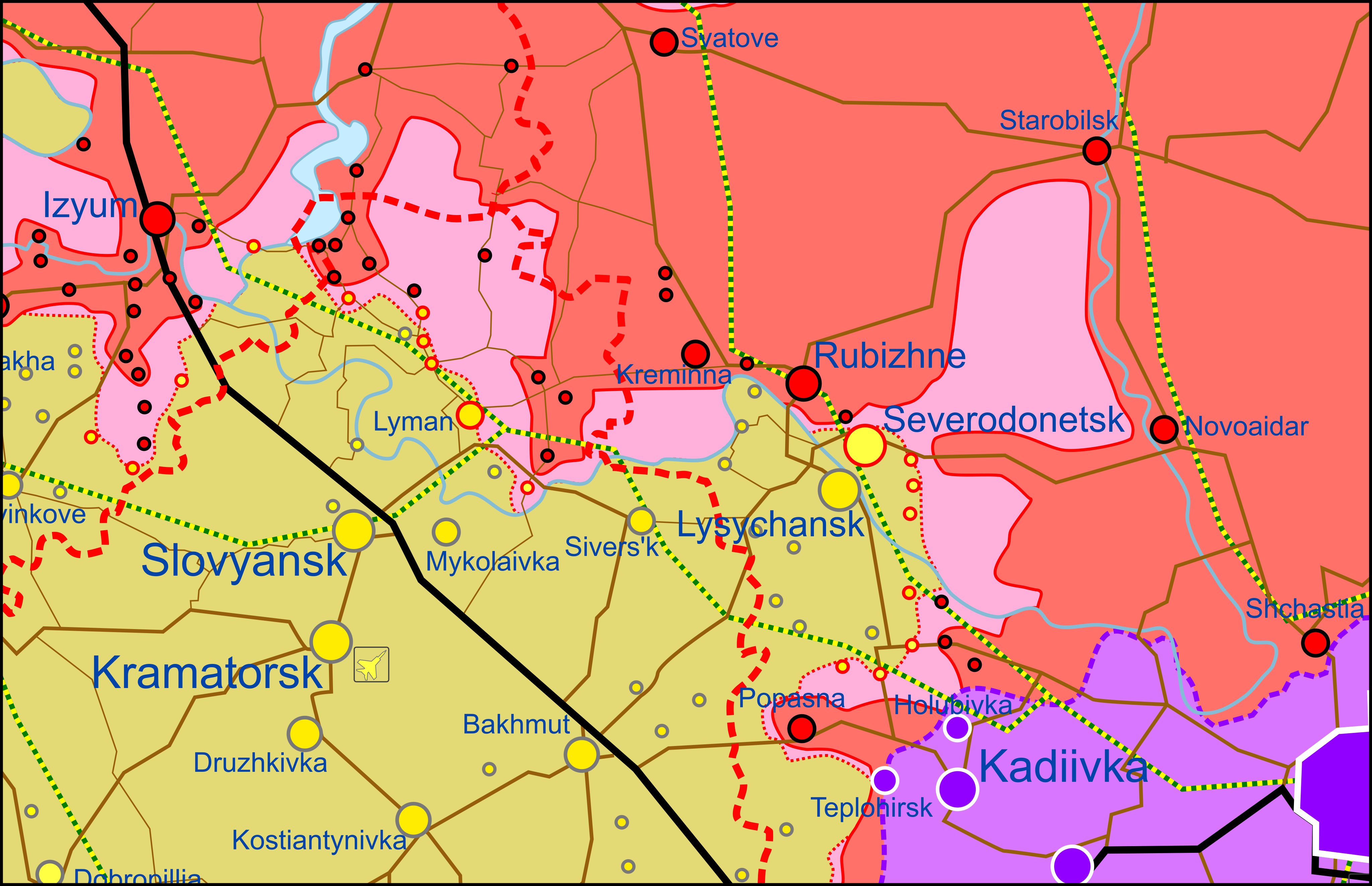 Карта боевых действий в Украине 13 мая. || Фото: twitter.com/War_Mapper