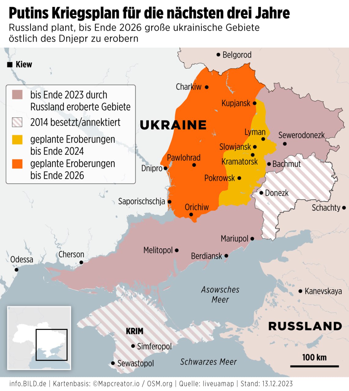 "К 2026 году Россия планирует захватить Запорожскую, Днепропетровскую и Харьковскую области - || фото: t.me/BILD_Russian"